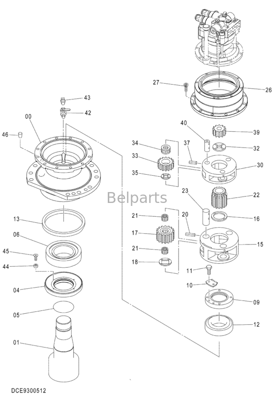 Mesin Excavator Swing Gearbox ZX470LC-5G 9300512 Swing Reduction Assy Untuk Hitachi