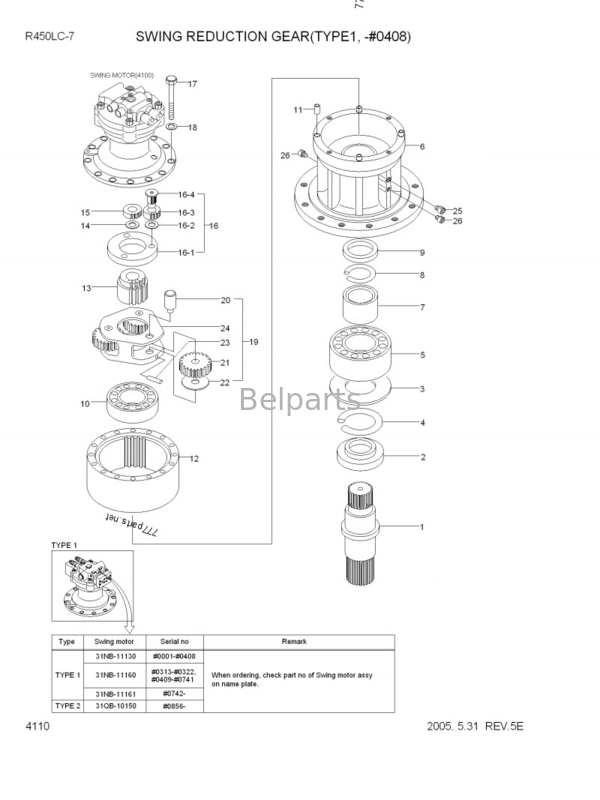 Suku Cadang Mesin Mesin MP1104K Bantalan Utama Crankshaft JO5C H07CT J08C