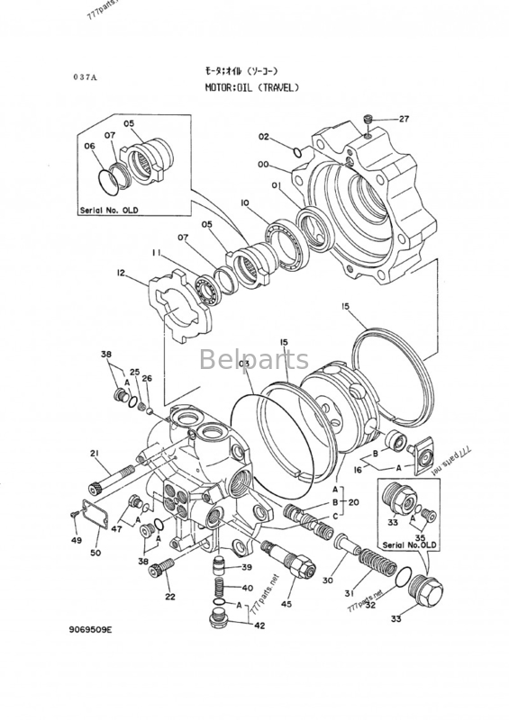 Crawler Excavator Final Drive Ex60 Hydraulic Travel Motor Assy 9069509 Untuk Hitachi