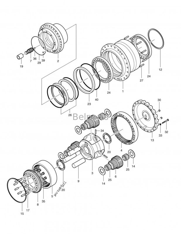 DX255LC Excavator Traveling Motors K1011413A Travel Motor Hidrolik Untuk Doosan