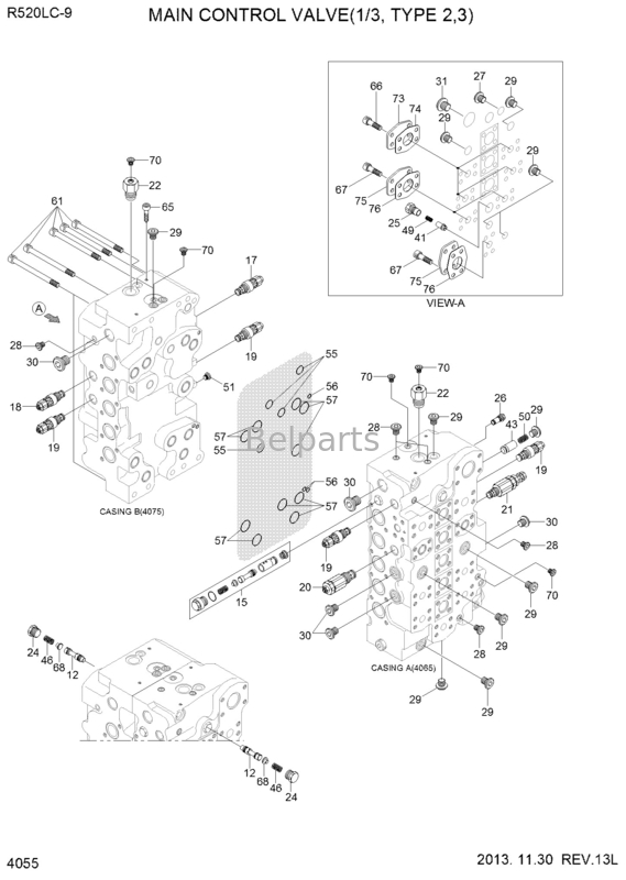 Katup Kontrol Hidrolik Excavator R520-9 Untuk Katup Kontrol Utama Hyundai 31QB-17100