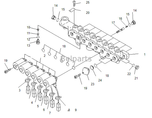 Belparts Excavator Solenoid Valve PC200-7 20Y-60-31211 209-60-77250 Untuk Komatsu
