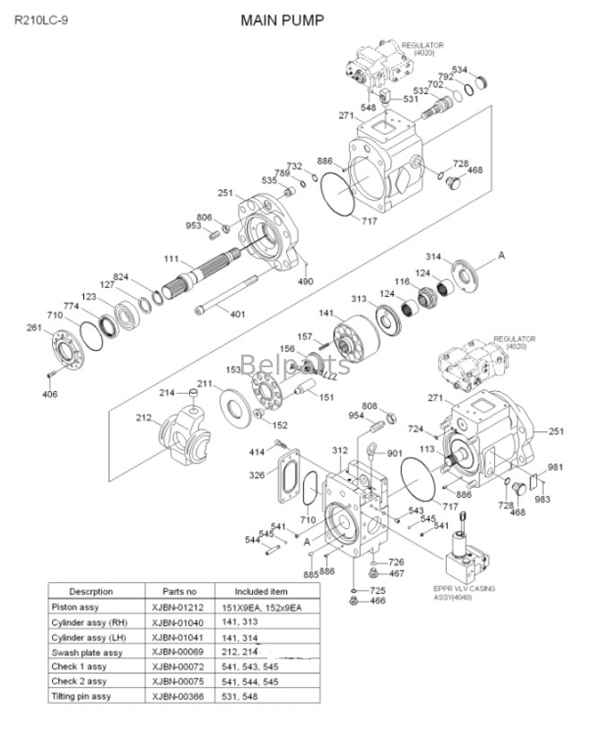 Pompa Utama Excavator R210LC-9 R220LC-9 R235LC-9 Pompa Hidrolik 31Q6-10010