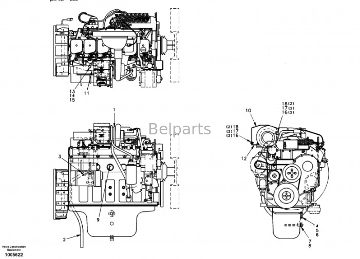 Mesin Bagian Ekskavator Belparts Assy EC210 D6D Perakitan Mesin Diesel SA 1111-00313
