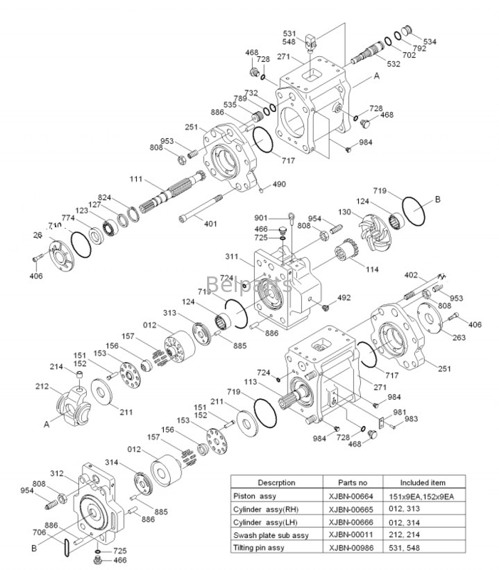 Bagian Bel Excavator Untuk Hyundai R450lc Pompa Hidraulik 31NB-10010 31NB-10020 31NB-10022