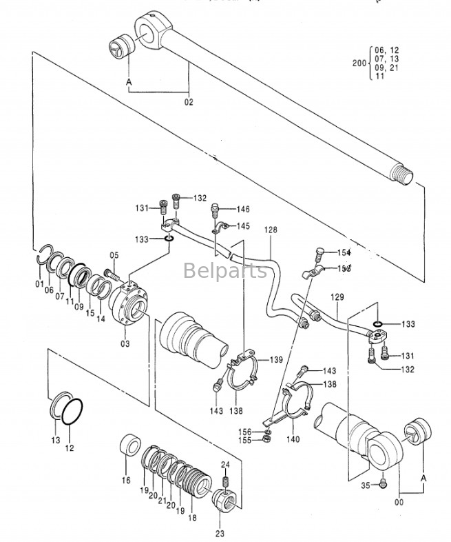 EX300-3 EX300LC-3 EX310H-3C EX300-2 EX300LC-2 Belparts Excavator Hydraulic Boom Arm Bucket Cylinder Assy Untuk Hitachi