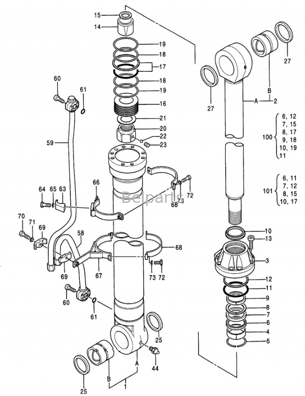 Excavator EX400-3 EX400LC-3 EX450H-3C EX400-5 EX400LC-5 EX450LC-5 Boom Arm Bucket Cylinder Assy Untuk Hitachi 4310241
