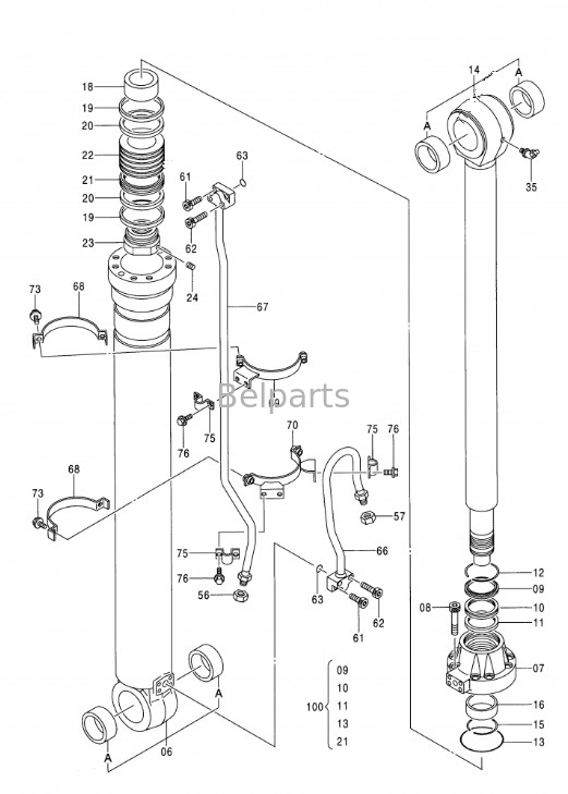 Excavator Hydraulic EX350H-5 EX370-5 EX350LCH-5 Boom Arm Bucket Cylinder Assy Untuk Hitachi 9164874 9164872
