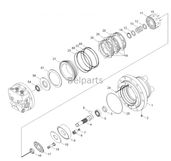 R55-7 R55-7A Final Drive Assy Belparts Excavator Travel Motor Assy 31M8-40010 31M8-40020 Untuk Hyundai