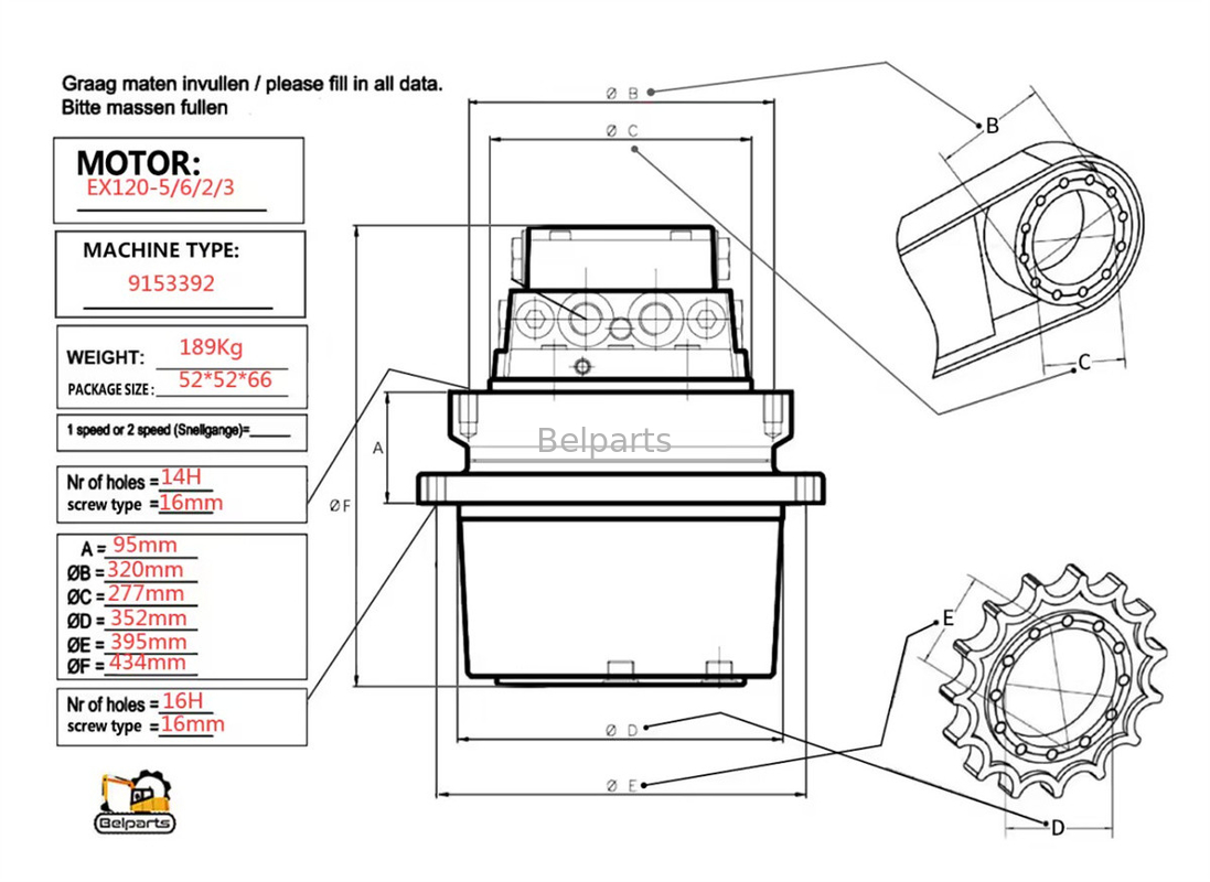 Excavator Spare Parts EX120-5 EX120-6 EX120-2 EX120-3 Final Drive Untuk 9150030 Hitachi