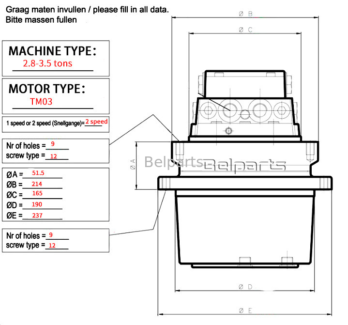 IHI28N IHI25VX IHI25NX IHI30NX Bobcat325 EC25 Final Drive Untuk Bagian Excavator TM03