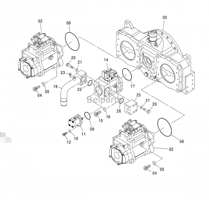 suku cadang excavator ZX850-3 ZX650-3 4635645 Hydraulic Pump Assembly Untuk K3V280