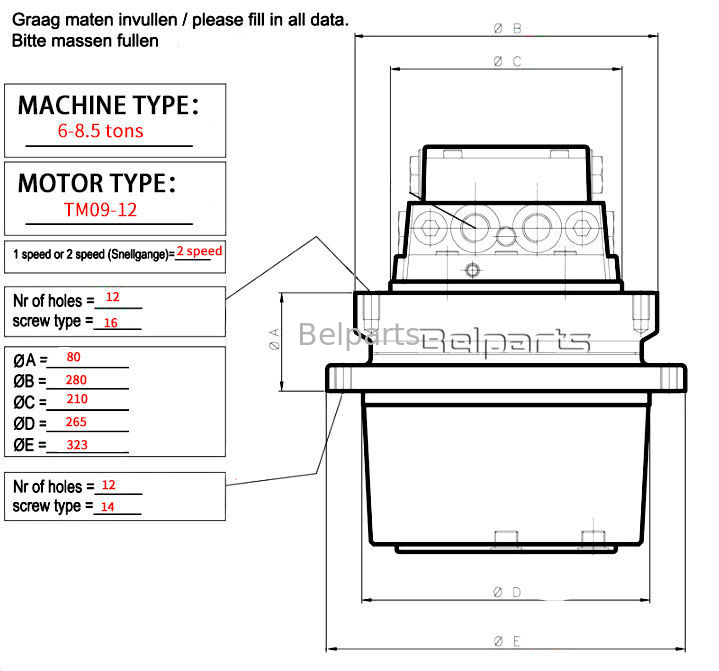 Belparts excavator DH290LC-V pengurangan putar 2101-1025G 2101-1025E 2101-1025H Doosan excavator putar gearbox