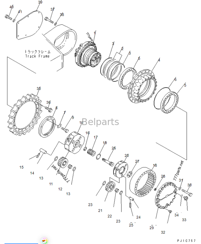 Belparts exacavtor PC300-7 207-27-71140 708-8H-00320 Suku Cadang Pengganti Bantalan Gearbox Perjalanan Excavator
