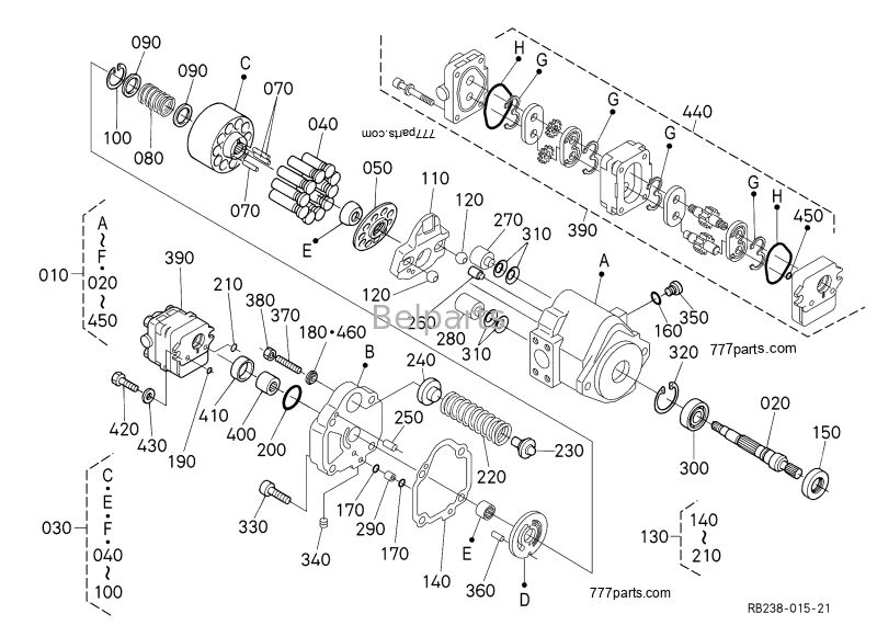 Pompa Hidrolik Kubota U17-3 KX41-3 KX018-4 Suku Cadang Mini Excavator PVD-00B-15P-5G3-4982A Pompa Piston Utama RB238-61112	RB238-61110 RG138-61110 RG138-61114 RG138-61113