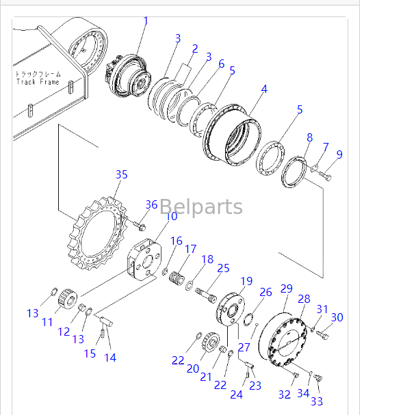 208-27-00411 208-27-00421 Final Drive untuk KOMATSU PC390LC-10 PC400-7 PC400LC-7 PC450-7 PC450LC-7 PC450-8 PC450LC-8 Motor Travel Track Ekskavator dengan Reduksi