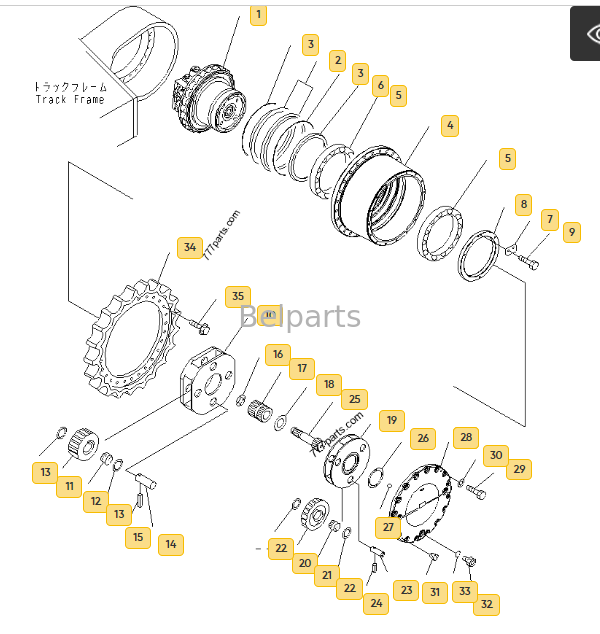 208-27-00240 Driver Akhir untuk PC400-7 PC400LC-7 PC450-7 PC450LC-7 Suku Cadang Ekskavator Motor Travel dengan Peredam Track Gearbox