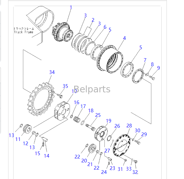 208-27-00311 208-27-00312 Final Drive untuk KOMATSU PC400-7 PC400-8 PC450-7 PC450-8 LC Motor Jalur Perjalanan Ekskavator dengan Peredam