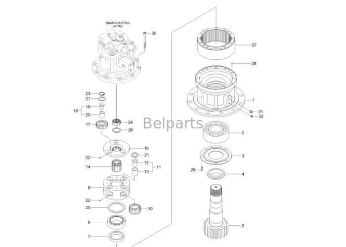 Motor ayun hidrolik excavator R140-9 ayunan excavator 31Q4-11141 gearbox
