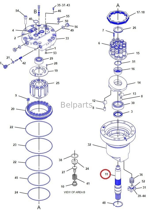 Suku Cadang Mesin Mesin E330D E336D Excavator Swing Motor Shaft 167-3855 Untuk