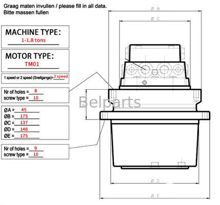 Bagian Excavator TM01 PC14 PC15 U15-3 Untuk Komatsu Final Drive